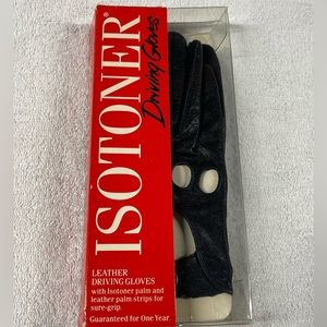 vintage Aris Isotoner black leather driving gloves